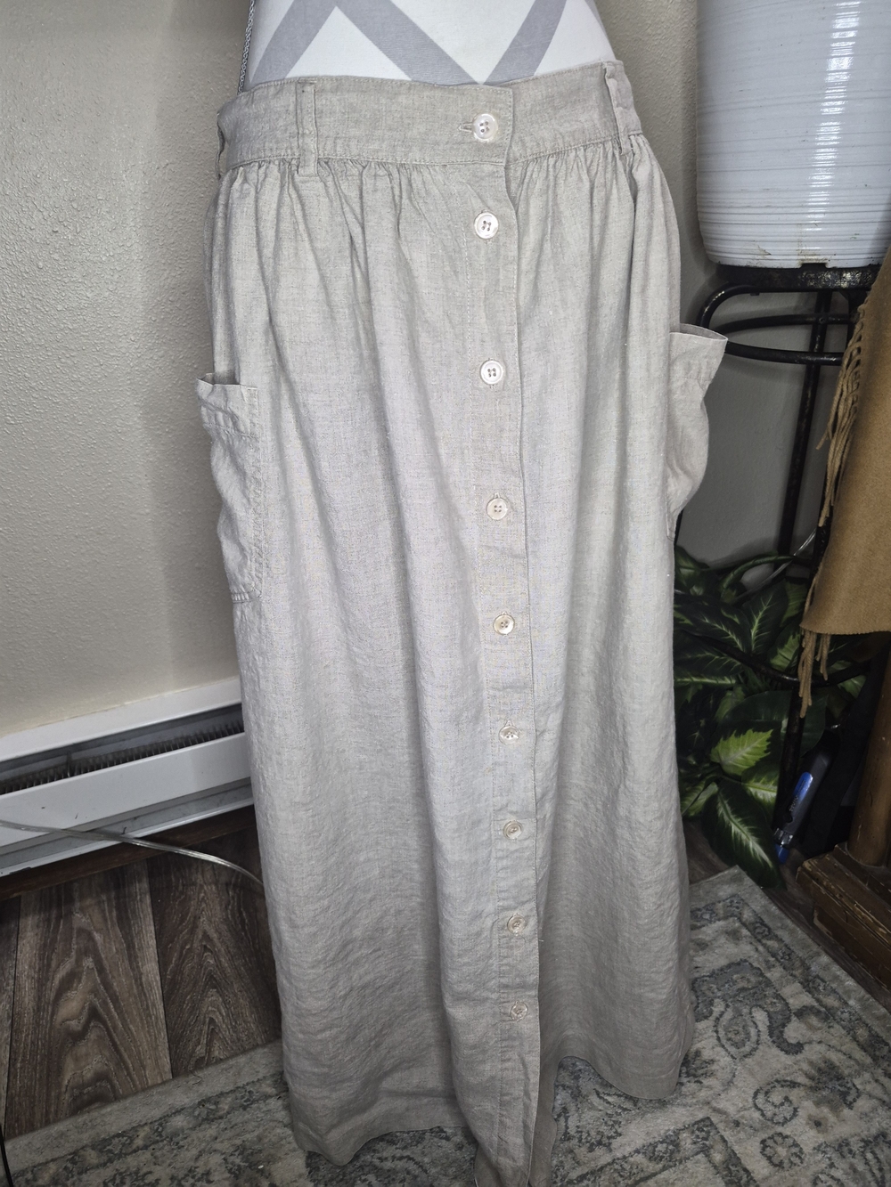 Vintage Eddie Bauer Womens Linen Button Down Maxi Skirt - Picture 2 of 6